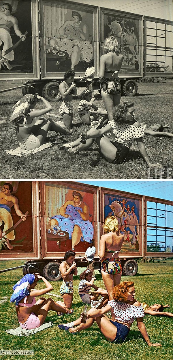 2. Девушки из цирка в Сарасоте, Флорида, Нина Лин, 1949 г.