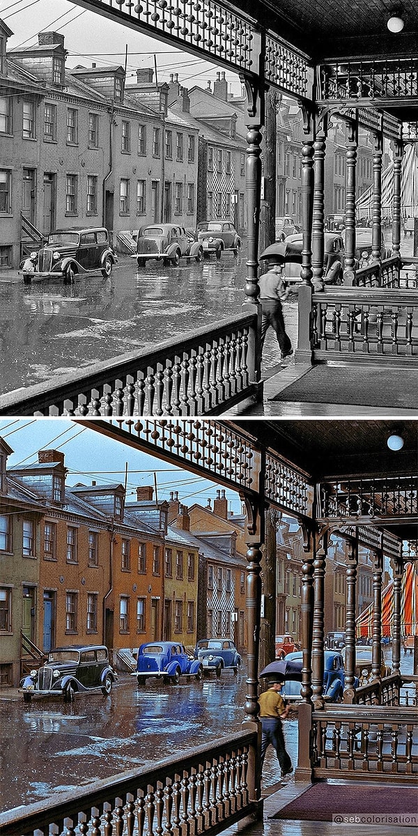 14. Дождливый день в Питтсбурге, Джон Вашон, июнь 1941 г.