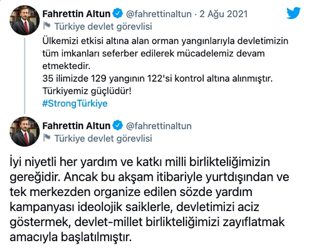 "Yardım kampanyası ideolojik saiklerle, devletimizi aciz göstermek amacıyla başlatılmıştır."