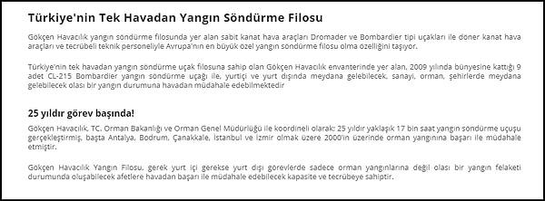 Türk Hava Kurumu’nun kuruluşu olan Gökçen Havacılık’ın web sitesinde şu bilgiler yer alıyor. 👇