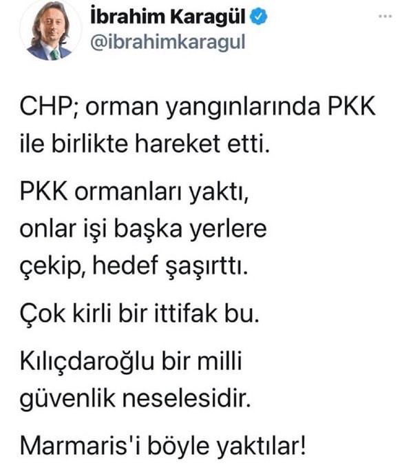 2. Yandaş gazeteci İbrahim Karagül, gelen tepkilerden sonra bu tweetini sildi. Ancak birkaç kullanıcı kendisi hakkında savcılığa suç duyurusunda bulunacağını açıkladı.