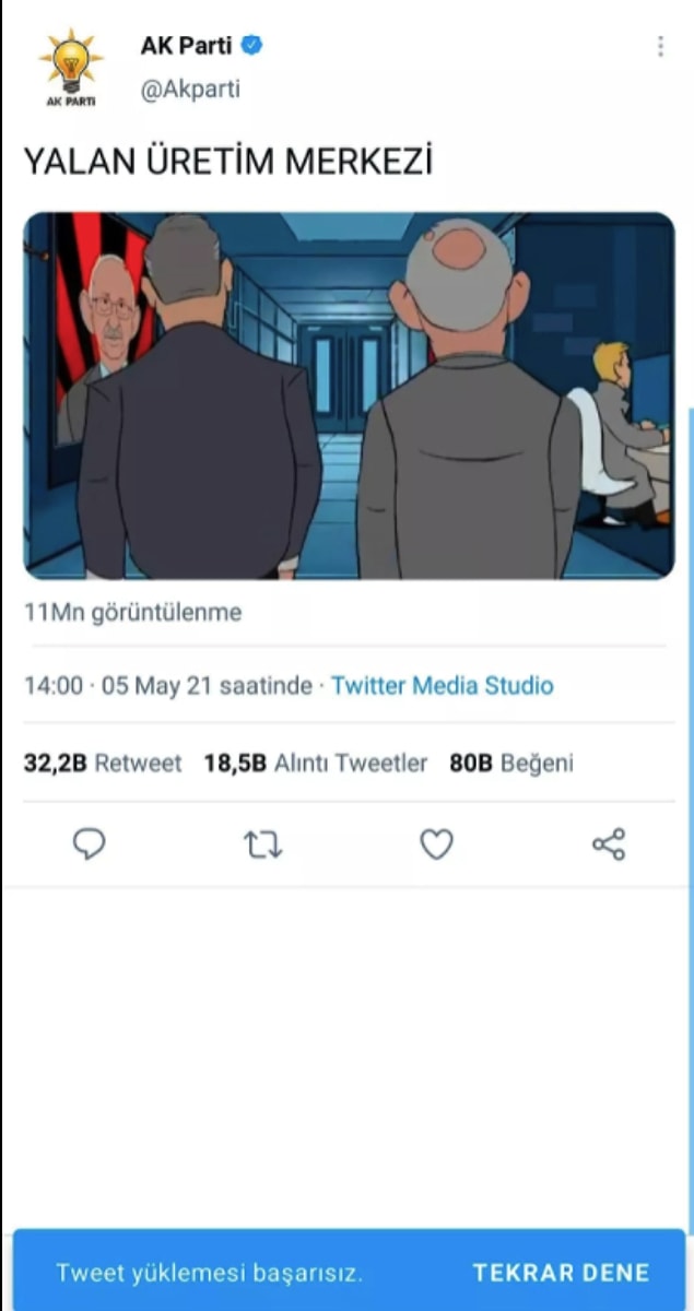 6. Yangın gündeminden önce CHP için "Yalan Üretim Merkezi" şeklinde çekilen bu videonun paylaşımı da kısa süre sonra silindi.