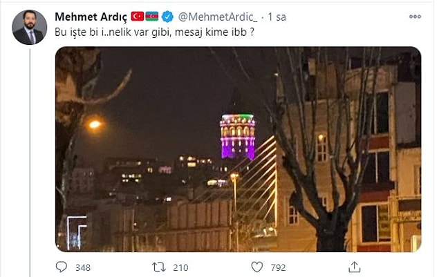 15. AKP'li Mehmet Ardıç'ın İBB'yi hedef alarak paylaştığı bu hakaret içeren tweeti de uyarılardan sonra silindi. Çünkü Galata Kulesi'ni İBB değil, Kültür ve Turizm Bakanlığı işletiyor.