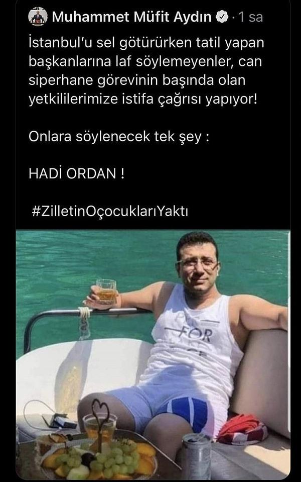 1. AKP'li Muhammet Müfit Aydın'ın photoshop olduğunu anlamadan attığı Ekrem İmamoğlu tweet'i, uyarılardan sonra silindi.