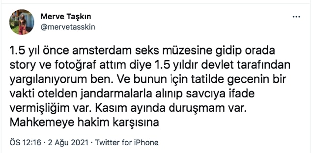 Ancak o pozların başına bela olduğunu 1 sene sonra, bugün açıkladı Taşkın. Kendisi bu fotoğraflar yüzünden yargılandığını şu sözlerle söyledi.