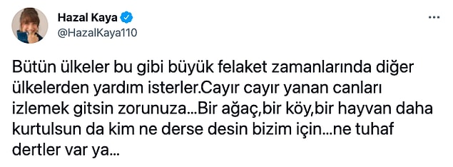 Hemen arkasından bir tepki de Hazal Kaya'dan geldi...