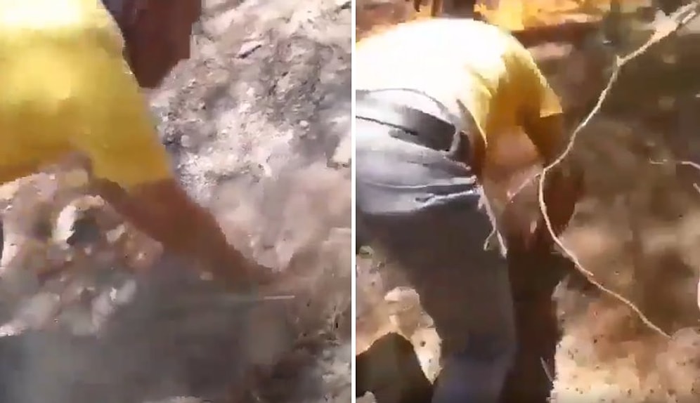 Yangın Ellerle Önlenir mi? İmkan Olmadığı İçin Ormandaki Yangını Elleriyle Toprak Atarak Söndürmeye Çalıştılar