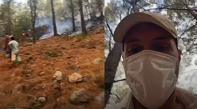 10. Alperen Duymaz ilk günden beri yangın bölgelerinde saha çalışanlarına yardım etmeye devam ediyor.