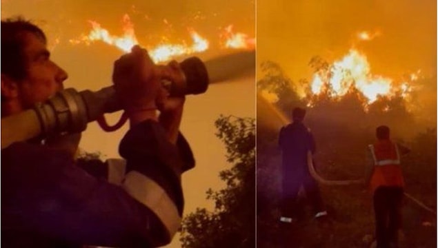 İşte dün akşam termik santrale yaklaşan yangına müdahale eden ekibin içinde İbrahim Çelikkol da vardı.