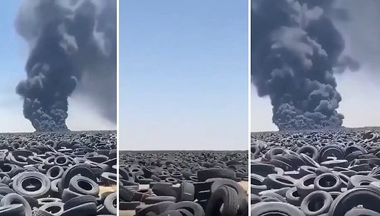 7 Milyon Lastiğin Bulunduğu Dünyanın En Büyük Lastik Çöplüğü Ateşe Verildi