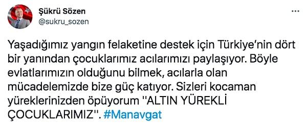 Tüm bunlar yaşanırken Manavgat Belediye Başkanı Şükrü Sözen Twitter hesabından hem içimizi ısıtan hem de gözlerimizi dolduran bir paylaşım yaptı.