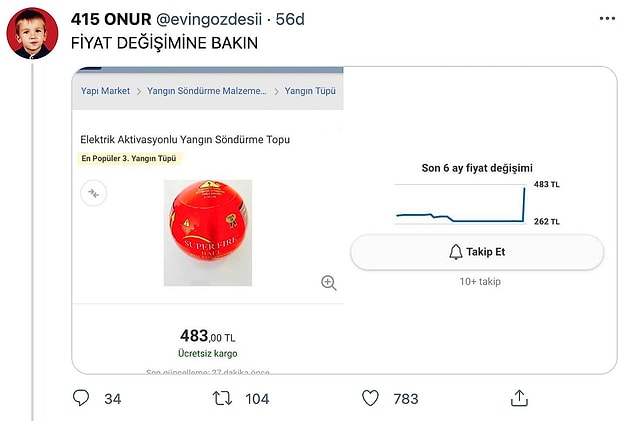 Yangınların başlamasıyla yangın söndürme toplarının fiyatları fırlamasına diyecek bir sözümüz yok...