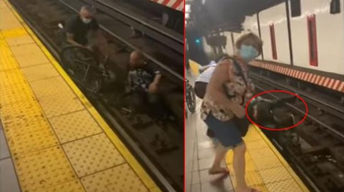 New York'ta Metro İstasyonunun Raylarına Düşen Tekerlekli Sandalyedeki Adamı Son Anda Kurtardılar