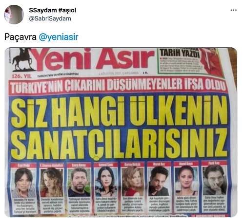 Yeni Asır Gazetesinin #HelpTurkey Paylaşımı Yapan Ünlüleri Maksat Gösterdiği Manşeti Reaksiyonların Odağında