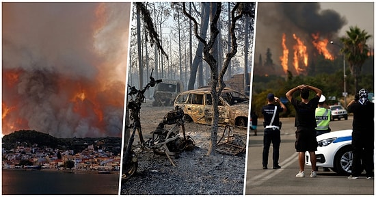 Yunanistan'da Kontrol Altına Alınamayan Yangınların Geldiği Boyutun Ne Kadar Ciddi Olduğunu Gösteren 15 Kare
