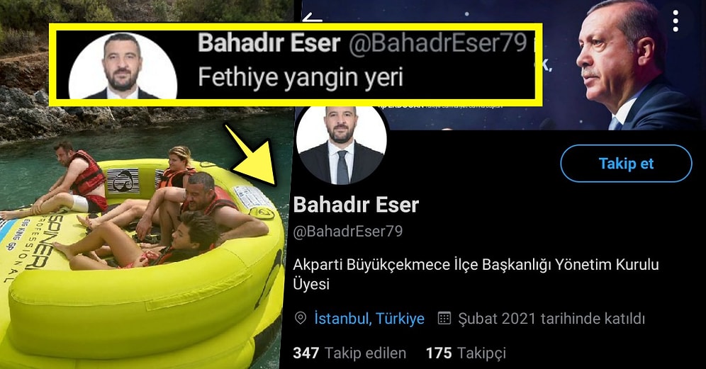 ‘Fethiye Yangın Yeri’ Diyerek Tatil Fotoğrafını Paylaşan AKP’li Yönetim Kurulu Üyesi Bahadır Esen Gündemde!