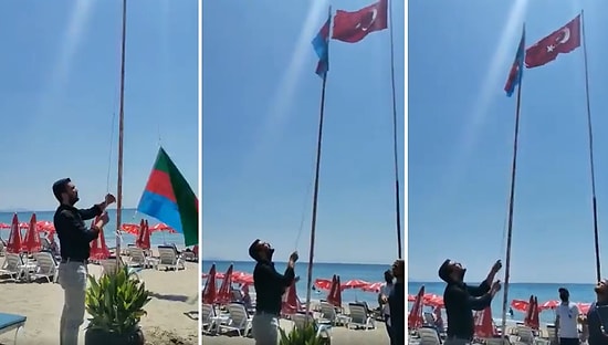 Antalya'daki Afganistan Bayrağı Tartışma Konusu Olmuştu: Onun Yerine Azerbaycan ve Türkiye Bayrağı Asıldı