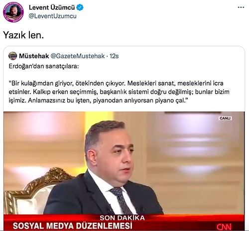 Sanatkarlar İçin 'Bu İşlere Burnunu Sokma' Diyen Cumhurbaşkanı Erdoğan'a Kimi İsimlerden Karşılık Gecikmedi