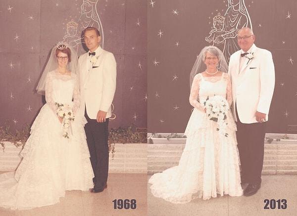 7. "Annemle babamı aynı kıyafetlerle düğün fotoğraflarını yeniden çekmeye ikna ettim."