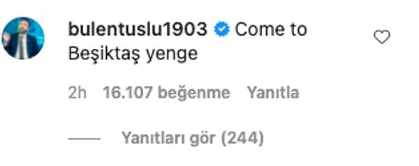 Çılgın çıkışlarıyla tanıdığımız fanatik Beşiktaşlı futbol yorumcusu Bülent Uslu'nun yorumu ise epey beğeni aldı.👇😅