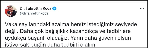 Bakan Koca: "Vaka sayılarındaki azalma henüz istediğimiz seviyede değil"