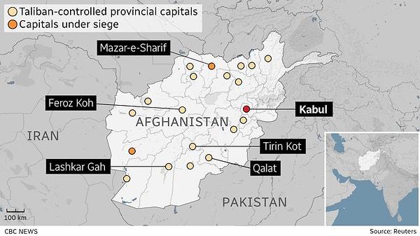 34 vilayetin 23'ü Taliban'ın kontrolünde