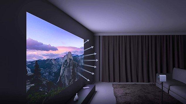 9. Evinizde istediğiniz duvarı dev bir sinema ekranına dönüştürecek bir projeksiyon cihazı.
