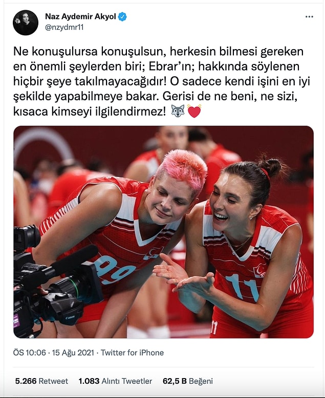 Sonrasında ise hem takım arkadaşlarından hem de dört bir yandan Ebrar'a destek mesajları yağdı.