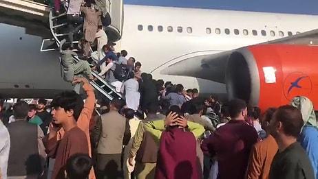 Afganistan'dan Kaçmak İsteyenlerin Akın Ettiği Kabil Havaalanı'nda Kaos Görüntüleri
