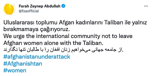 Farah Zeynep Abdullah Afgan Kadınların Taliban ile Yalnız Bırakılmaması İçin Tüm Dünyaya Çağrıda Bulundu!