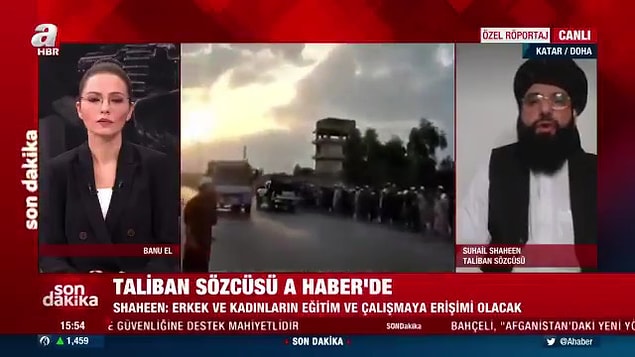 Bu kontrolün ardından Taliban Sözcüsü Süheyl Şahin, birçok televizyon kanalına katılarak bazı açıklamalarda bulundu.