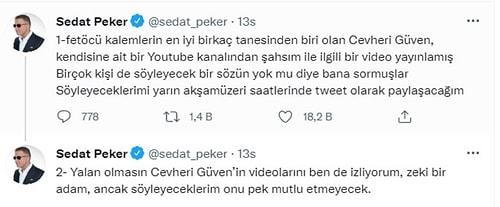 Sedat Peker, Cevheri İnanç Hakkında Konuşacağını Açıkladı: 'Söyleyeceklerim Onu Pek Keyifli Etmeyecek'