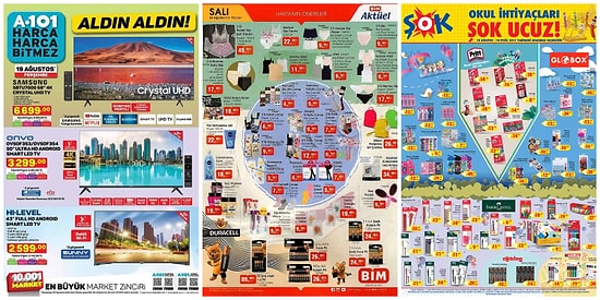 İndirim Günleri Başlıyor: 16 - 22 Ağustos Haftasında A101, BİM ve ŞOK Aktüel Ürünler Listesinde Neler Var?