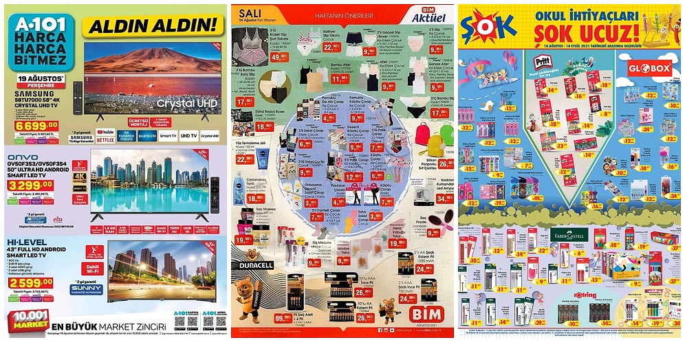 İndirim Günleri Başlıyor: 16 - 22 Ağustos Haftasında A101, BİM ve ŞOK Aktüel Ürünler Listesinde Neler Var?