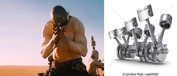 37. 'Mad Max: Fury Road' filmindeki dua etme sahnesindeki el, bir V8 motoruna benziyor.
