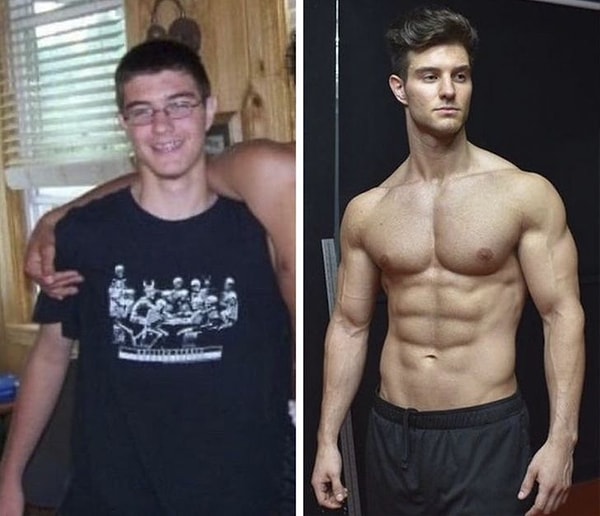 4. "Solda 15 yaşımdaydım. Spor salonunda geçirdiğim sonsuz zaman ve düzgün beslenmenin ardından soldaki kişiye dönüştüm."