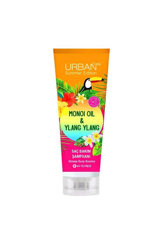 2. Güneşe karşı saçlarınızı koruyan UV filtreli bir şampuan da Urban Care'in bu yaz başında çıkardığı Monoi Oil & Ylang Ylang serisinden geliyor.