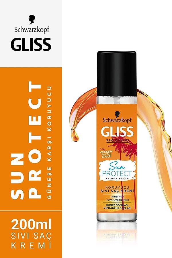 14. Schwarzkopf Gliss güneşe karşı koruyucu sıvı saç kremi, güneş sonrası yıpranan saçlarınızı onarmanın bir diğer yolu.