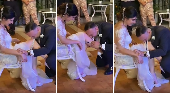 Bu Gelenek Yok Artık Dedirtti! Düğünde, Gelinin Bacağındaki Bacak Bandını Ağzıyla Çıkartan Damat