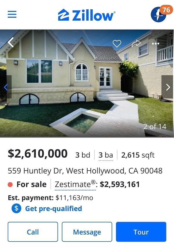 West Hollywood çok ünlü ve zengin bir semt olduğu için gerçekten evler pahalı.