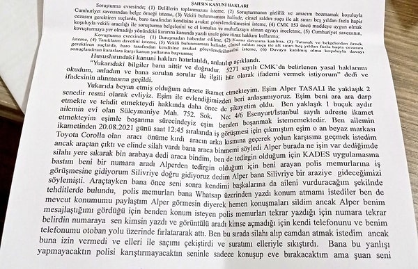 Fatma Yasak son olarak polise verdiği ifadeyi de paylaştı;