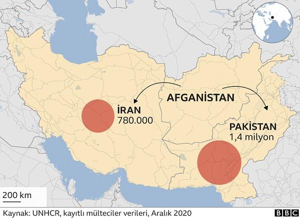 2 milyondan fazla Afgan mülteci, İran ve Pakistan'da yaşıyor.