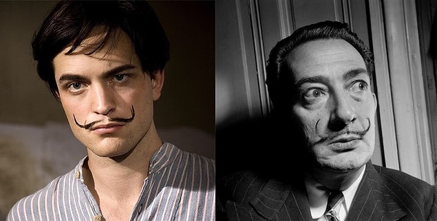 8. 'Little Ashes' filminde ressam Salvador Dali'yi genç oyuncu Robert Pattinson canlandırdı. Bıyıklar pek benzemiş... 😂