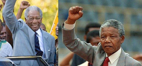 1. 'Invictus' filminde Güney Afrikalı lider Nelson Mandela'yı canlandıran Morgan Freeman'ın benzerliği görenleri epey bir şaşırttı.