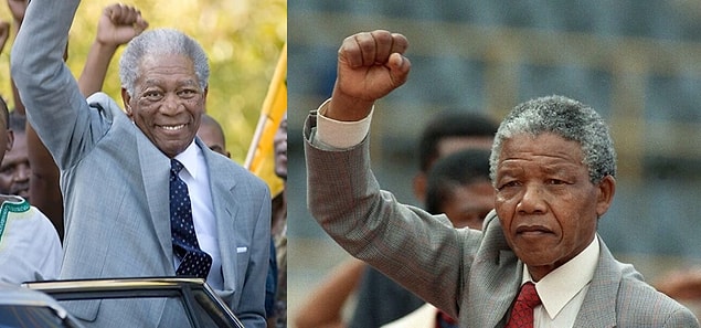 1. 'Invictus' filminde Güney Afrikalı lider Nelson Mandela'yı canlandıran Morgan Freeman'ın benzerliği görenleri epey bir şaşırttı.