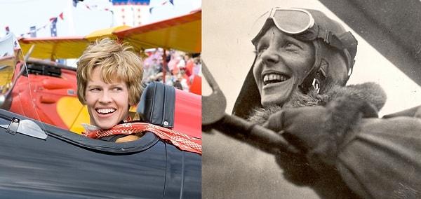 2. Atlas Okyanusu'nu uçakla tek başına geçen ilk kadın pilot Amelia Earhart'ı oyuncu Hilary Swank canlandırdı.
