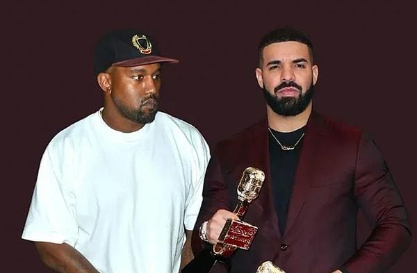 8. Şarkılarıyla milyonlarca kişinin takip ettiği isimlere dönüşen Drake ve Kanye West arasında rekabet başladı!