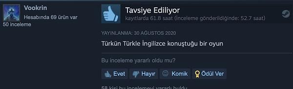 2. Türkler oyunda İngilizce konuşur.