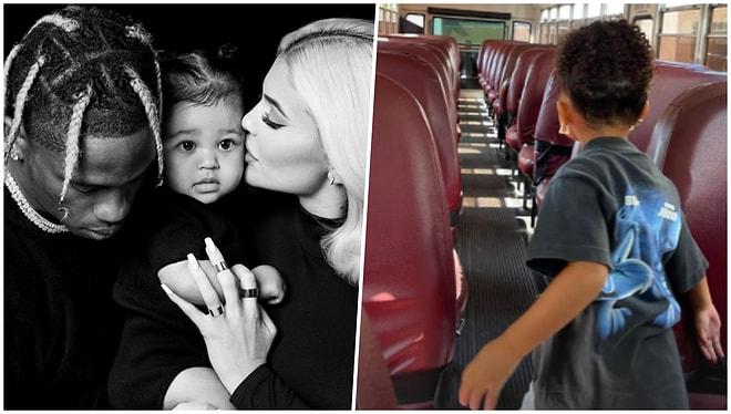 Babaya Bak! Travis Scott Kylie Jenner'den Olan Kızı Stormi Webster İçin Sarı Bir Okul Otobüsü Getirtti!
