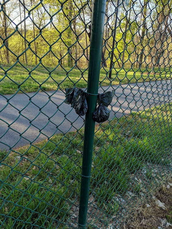 19. Köpek parkındaki sahipler, kaka torbalarını çitlere asarak iyi bir iş yaptıklarını düşünmüşler.